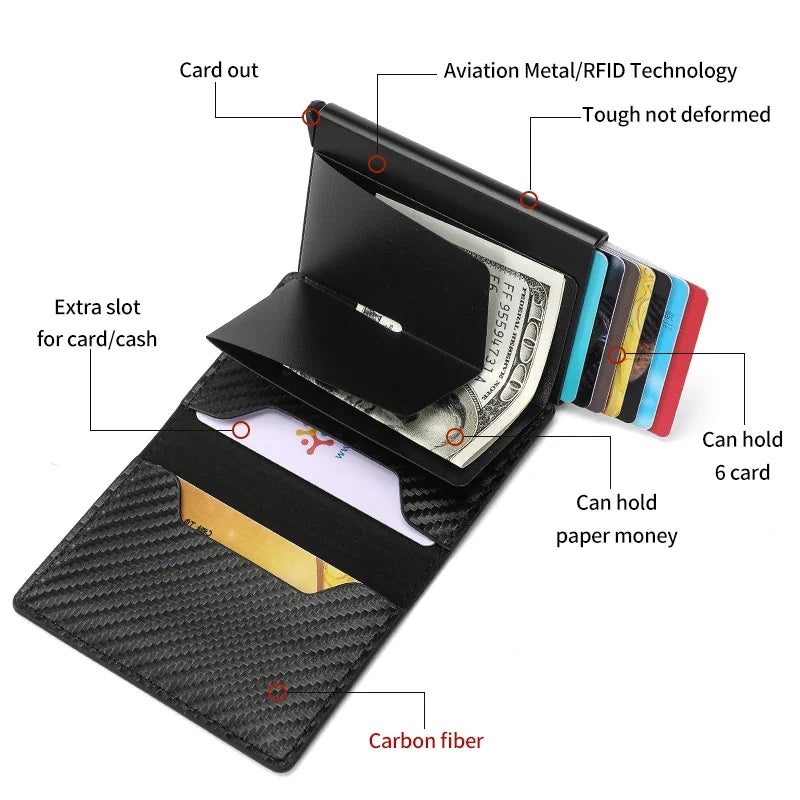 NNEOBA Carbon Fiber RFID Slim Wallet for Men